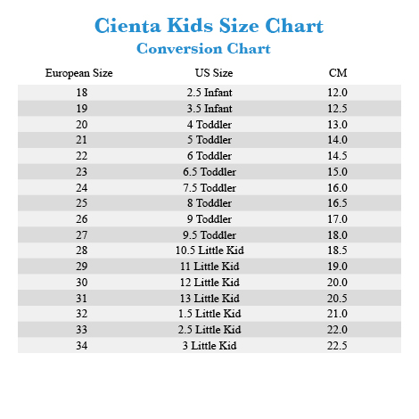 Shoe Size Chart Little Kid