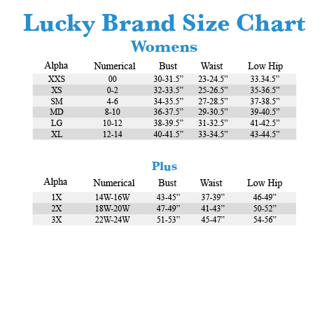 lucky brand jeans sizing